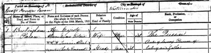 1851 Census; Belgrave, St George Hanover Square, Middlesex; ED 2; p 19.