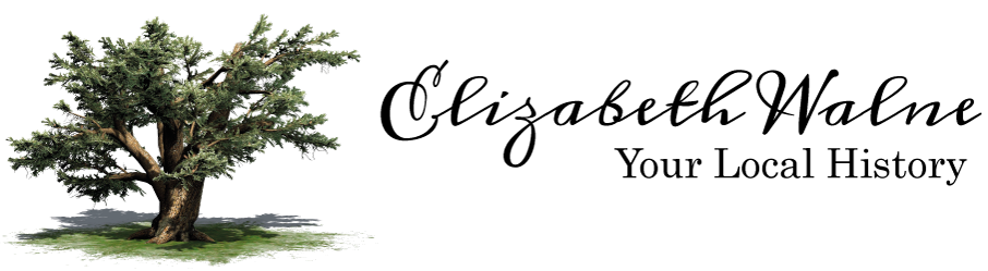 Elizabeth Walne (Your Local History) to the right of an image of a cedar tree in green and brown.